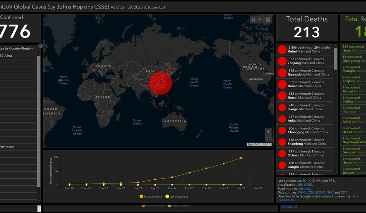 El mapa interactivo que muestra la evolución del coronavirus en tiempo real