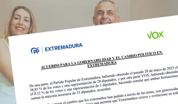 Los puntos más destacados y los más polémicos del acuerdo entre PP y Vox en Extremadura