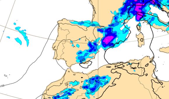 Mapa de lluvias y tormentas en España