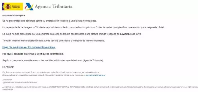 Así es el nuevo correo que suplanta la identidad de la Agencia ...